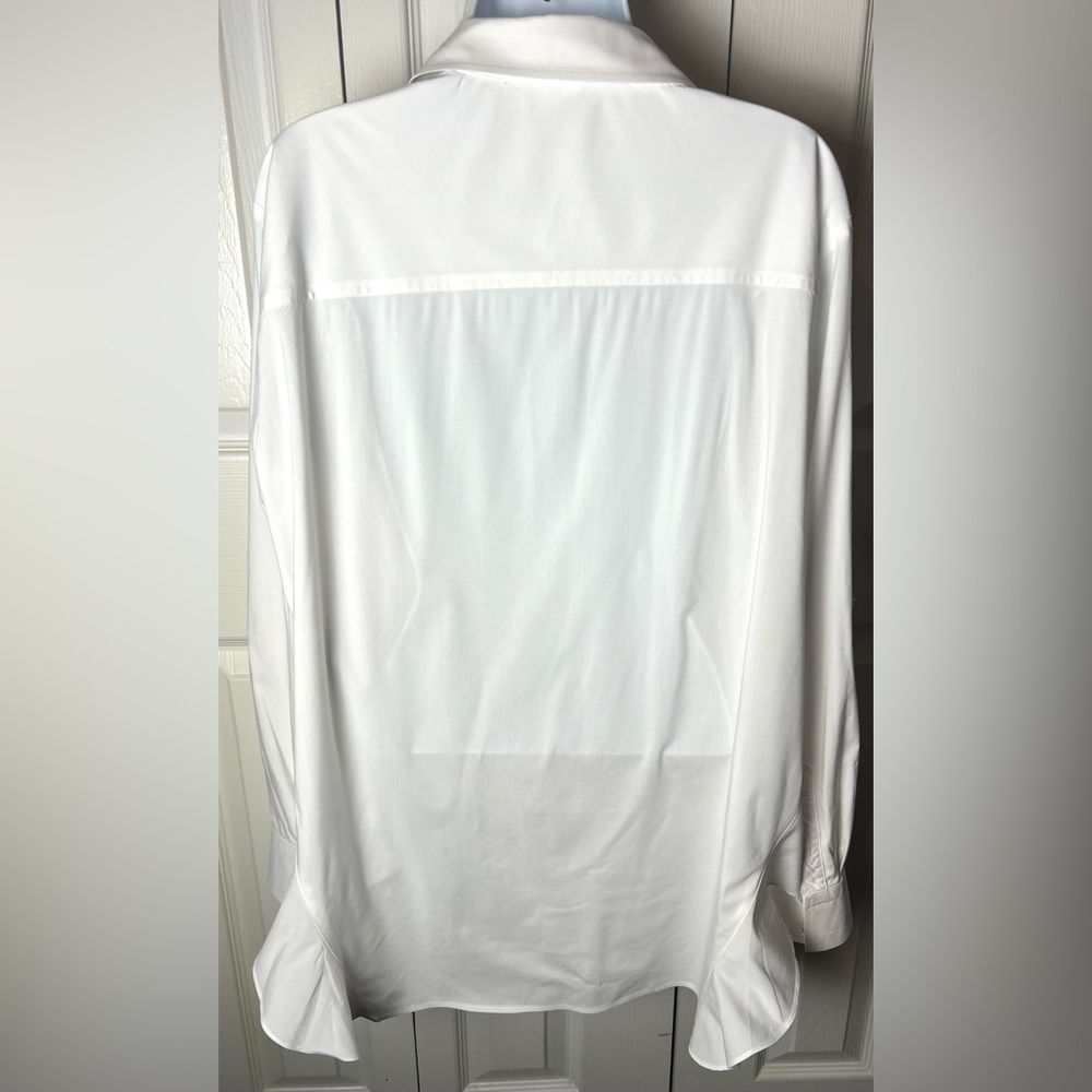 Finley Shirt Button Down White Flutter Hemline Si… - image 3